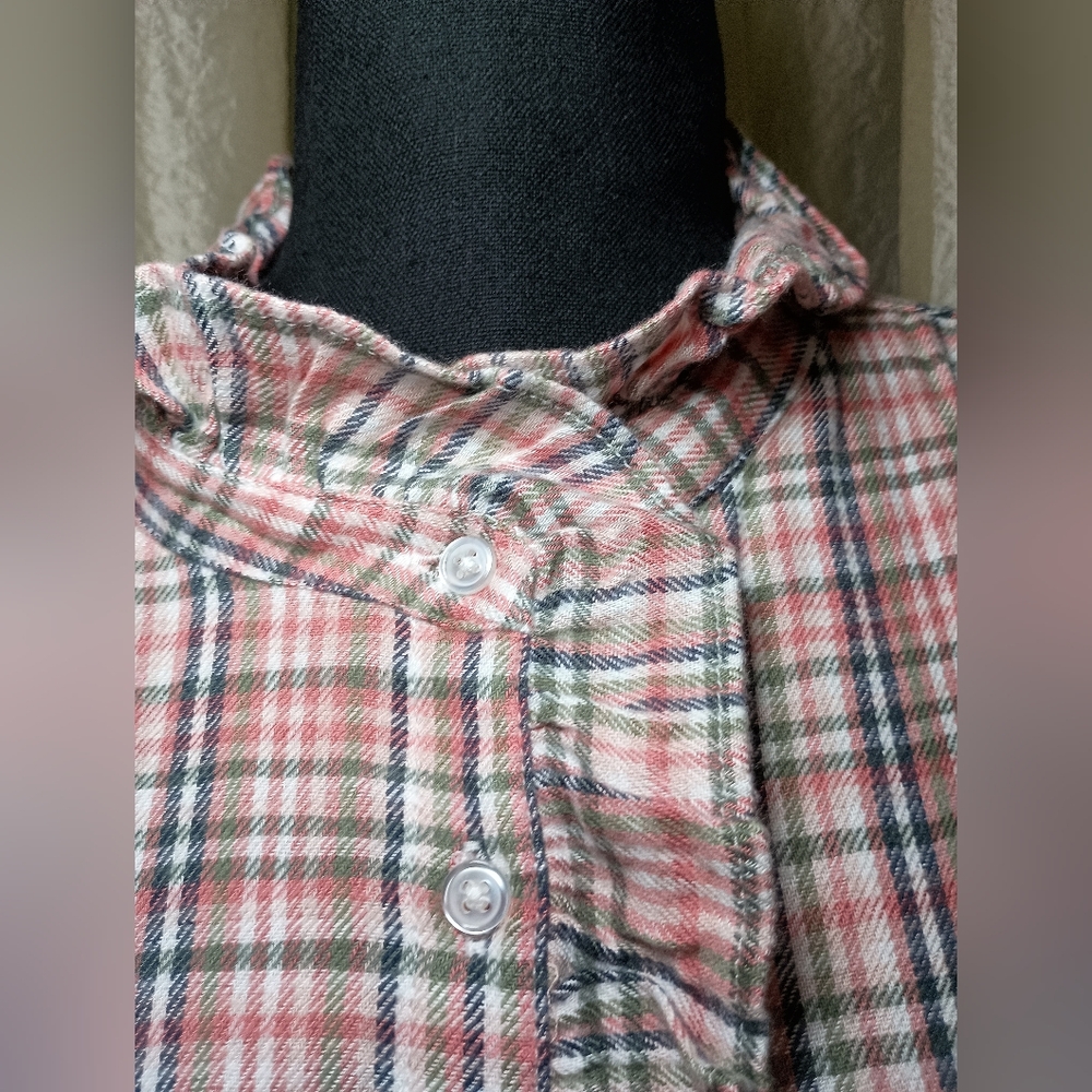 Market & Spruce Women Ruffle Neck Gingham Print Blouse Size Xl — image 7 of 8